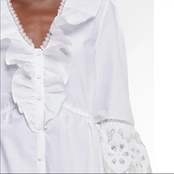 Self Portrait Lace Bell Sleeve Cotton Broderie Maxi Dress-sz 4-NWT - Picture 4 of 14